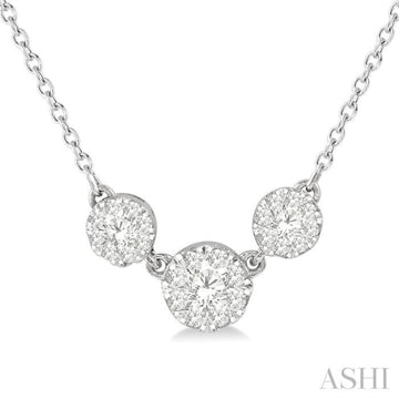 1/3 Ctw 3-Stone Lovebright Round Cut Diamond Necklace in 14K White Gold
